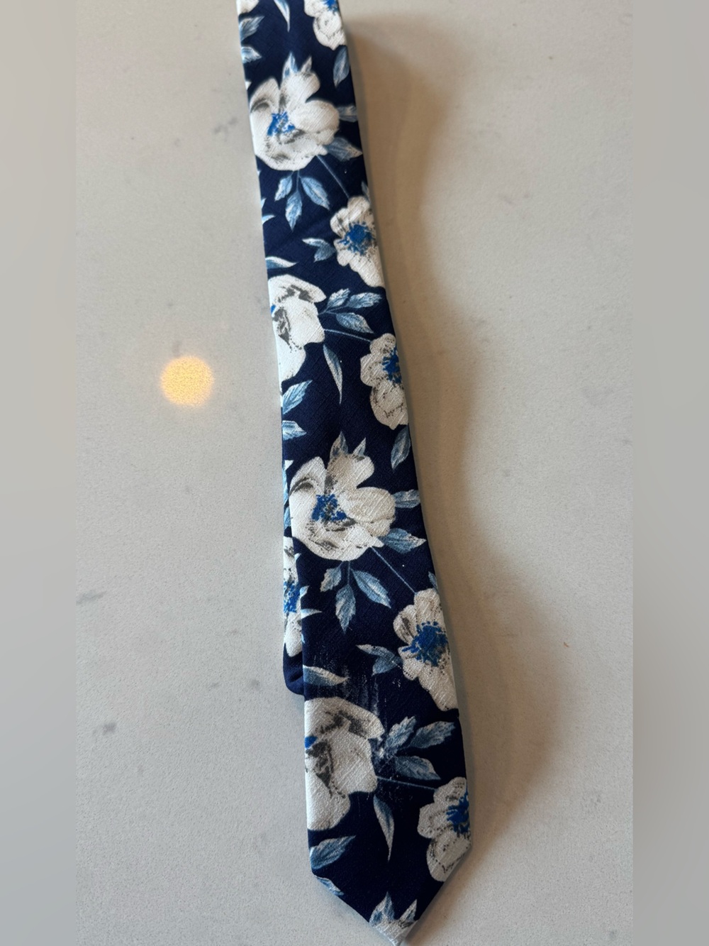 Original Penguin Navy Floral Skinny Cotton Tie